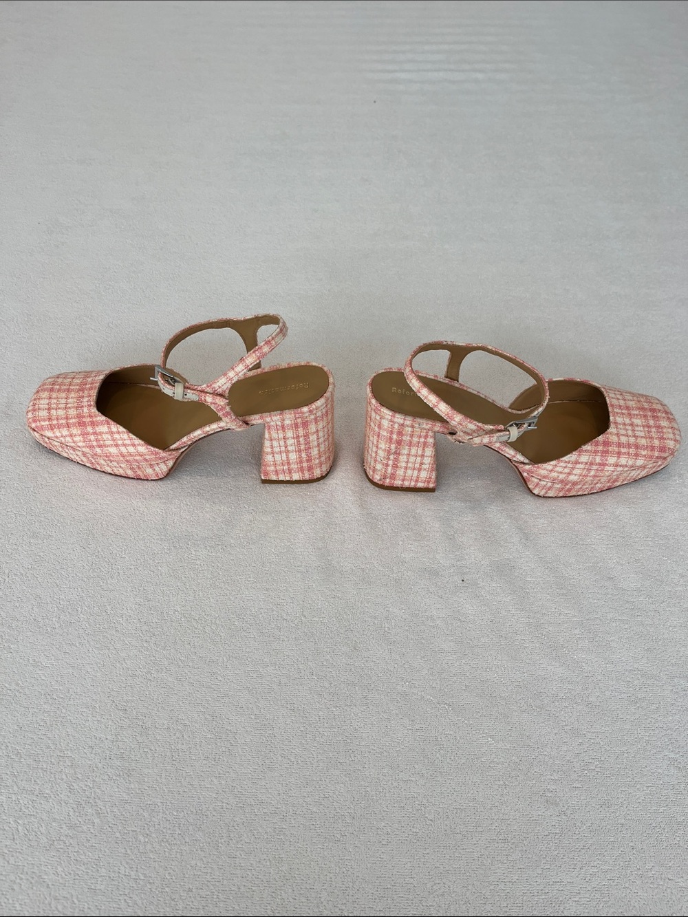 Reformation Marisol Platform Heels in pink tweed 70’s style size 9 - Picture 4 of 5